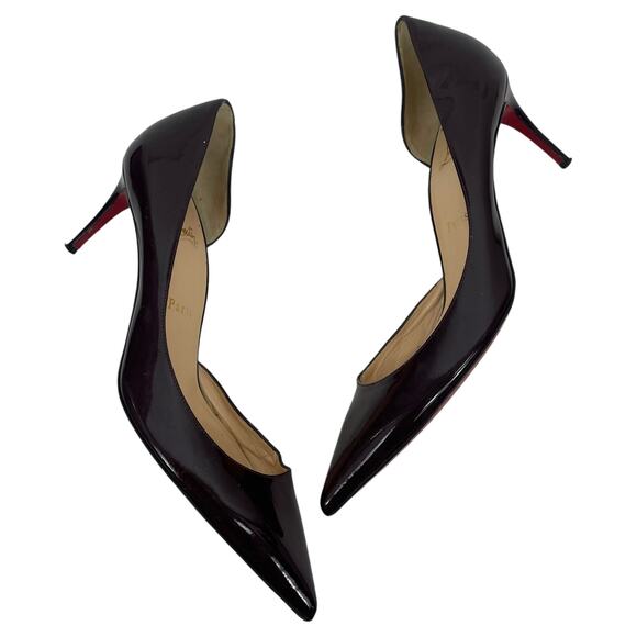 Christian Louboutin Iriza 70mm Half d'Orsay Pumps Dark Red Size 38.5 - Picture 7 of 13